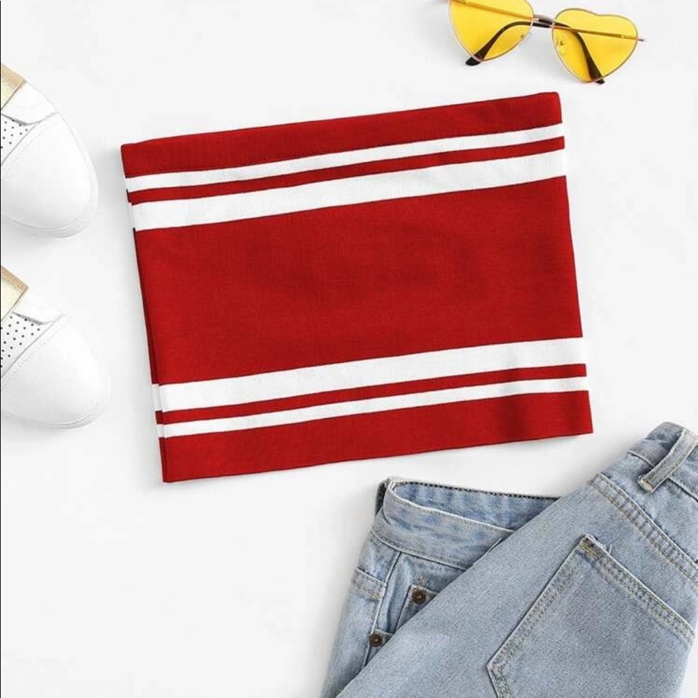 NWT red striped tube top